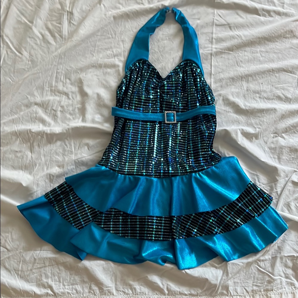 Weissman Shimmering Blue and Black Kids Dance Costume